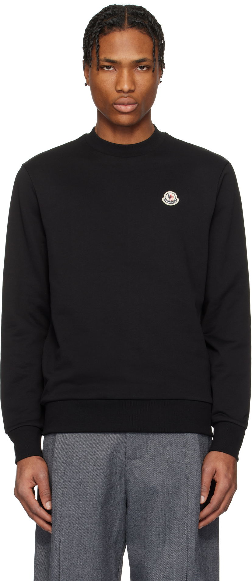Pleteni pulover Moncler Moncler Logo Patch Cotton Sweatshirt Črna | K10918G00073809KR