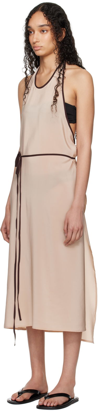 Obleke Baserange Baserange Apron Wrap Midi Dress Bež | Apron Dress, 3
