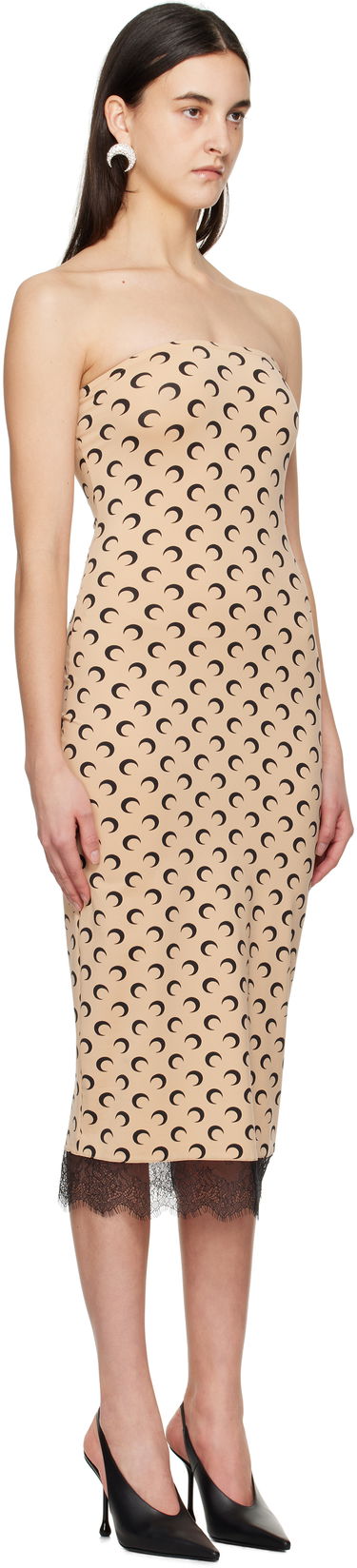 Obleke Marine Serre Marine Serre Moon Print Bustier Midi Dress Črna | WDR333A CJER0001, 4