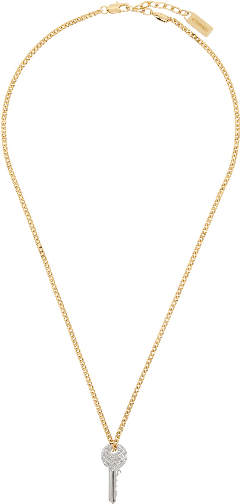 Ogrlica VETEMENTS Vetements Gold-Tone Curb Chain Key Pendant Necklace Kovinski | UH76NE760SG