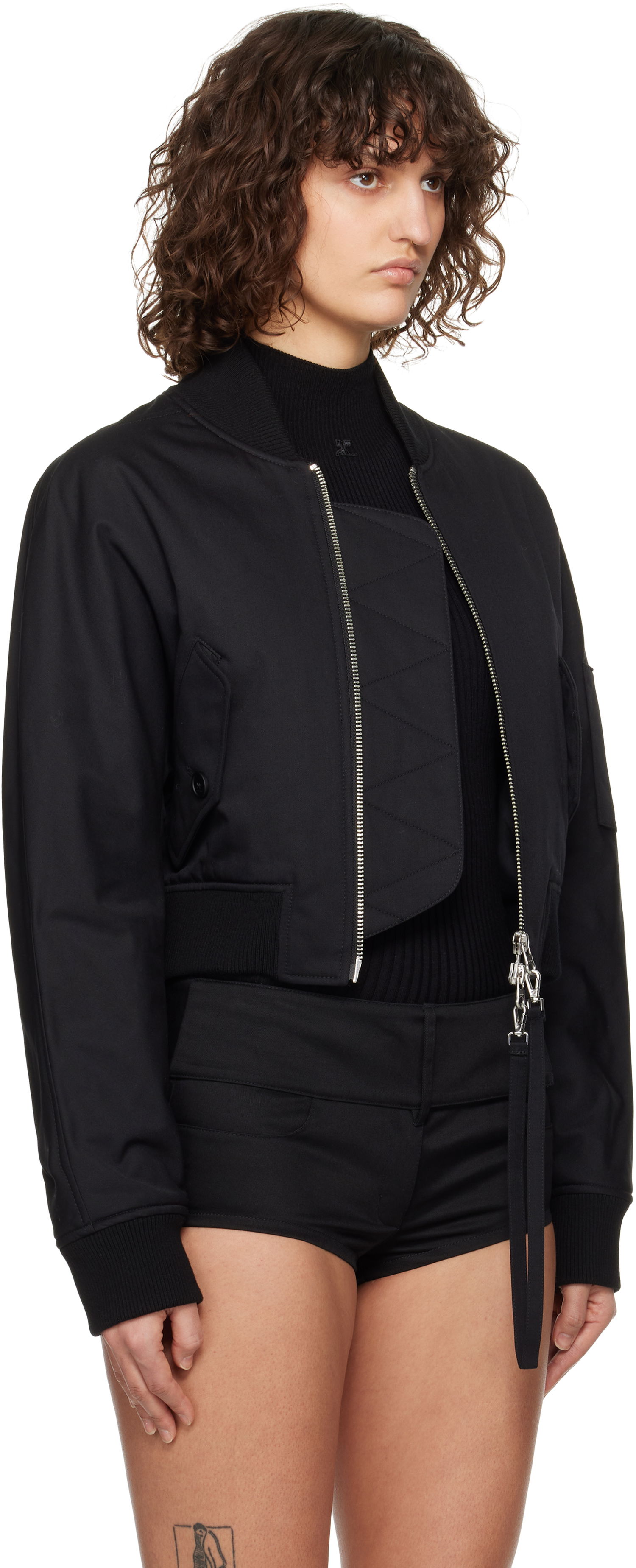 Bomber jakna Courrèges Courrèges Cropped Scuba Bomber Jacket Črna | 125CBL265PL0177, 1