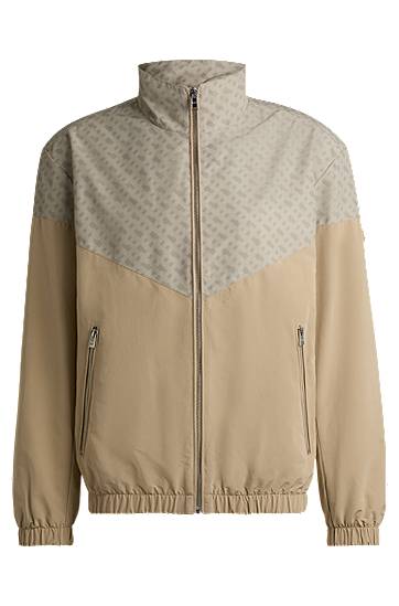 Vetrovka BOSS Monogram Water-Repellent Jacket Bež | 50539691