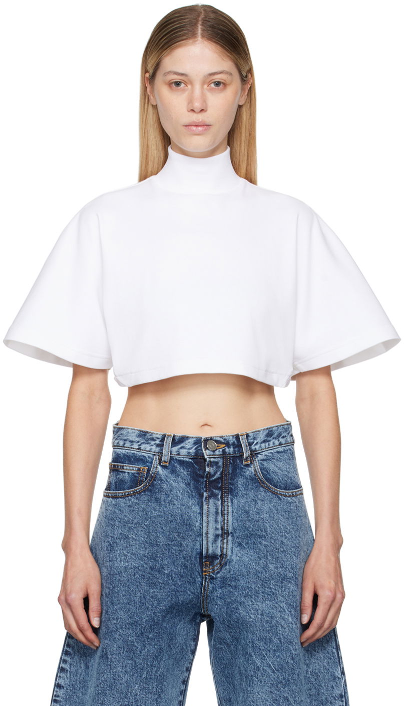 Majica Alaïa ALAÏA White Highneck T-Shirt Bela | AA9H04556J068