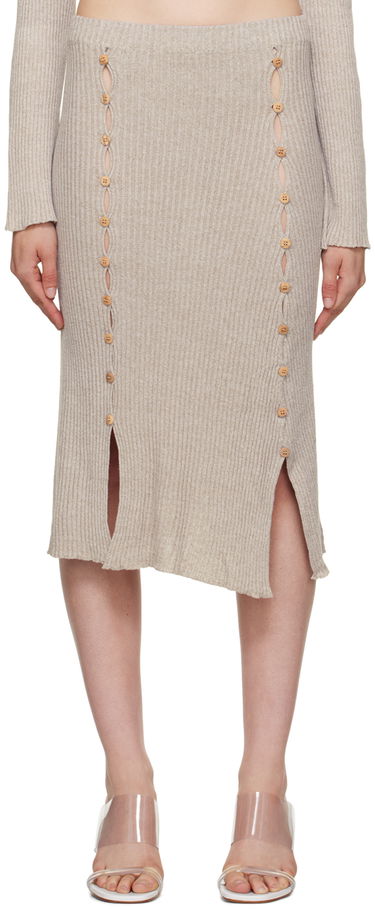 Krila Baserange Birgi Asymmetrical Midi Skirt Bež | SKBI-LM-AU23, 0