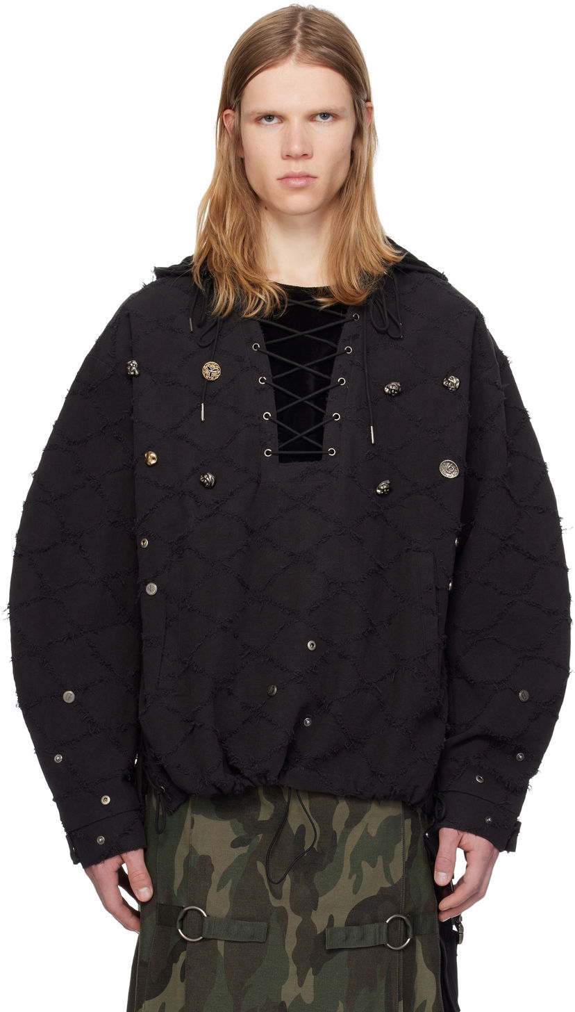 Pulover Andersson Bell Lace-Up Hoodie With Hood Črna | atb1141m