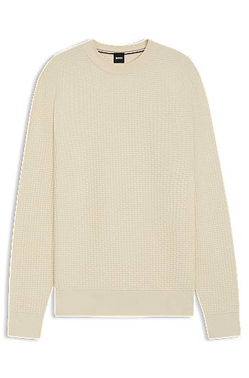 Pleteni pulover BOSS Mixed-Structure Sweater Bež | 50545283, 0