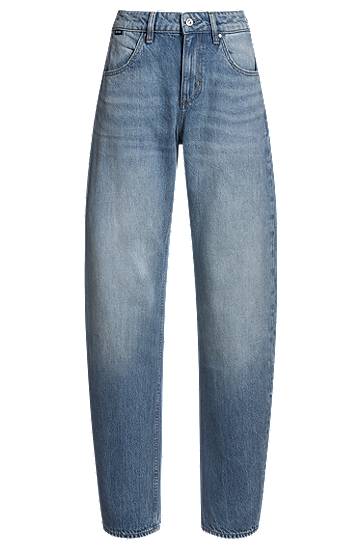 Kavbojke BOSS Barrel-Leg Jeans Modra | 50538602