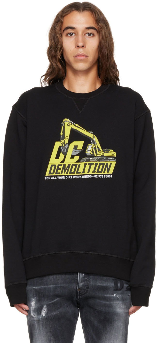 Pulover DSQUARED2 DC Demolition Graphic Print Sweatshirt Črna | S74GU0638