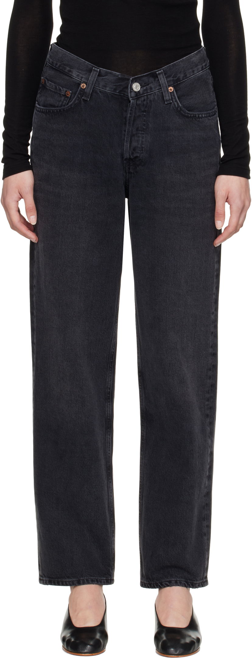 Kavbojke AGOLDE AGOLDE V-Waist Baggy Jeans Črna | A208-1157