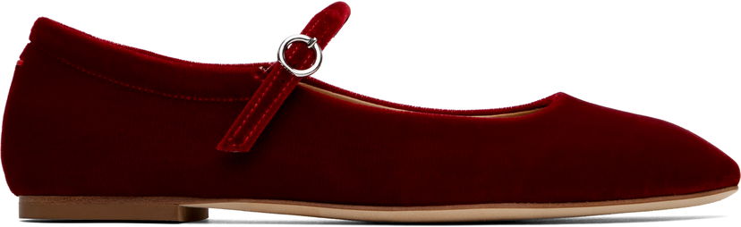 Oblačila Aeyde Aeyde Uma Velvet Mary-Jane Ballerina Flats Rdeča | A11-FL-RAZS08FL-223-406-004