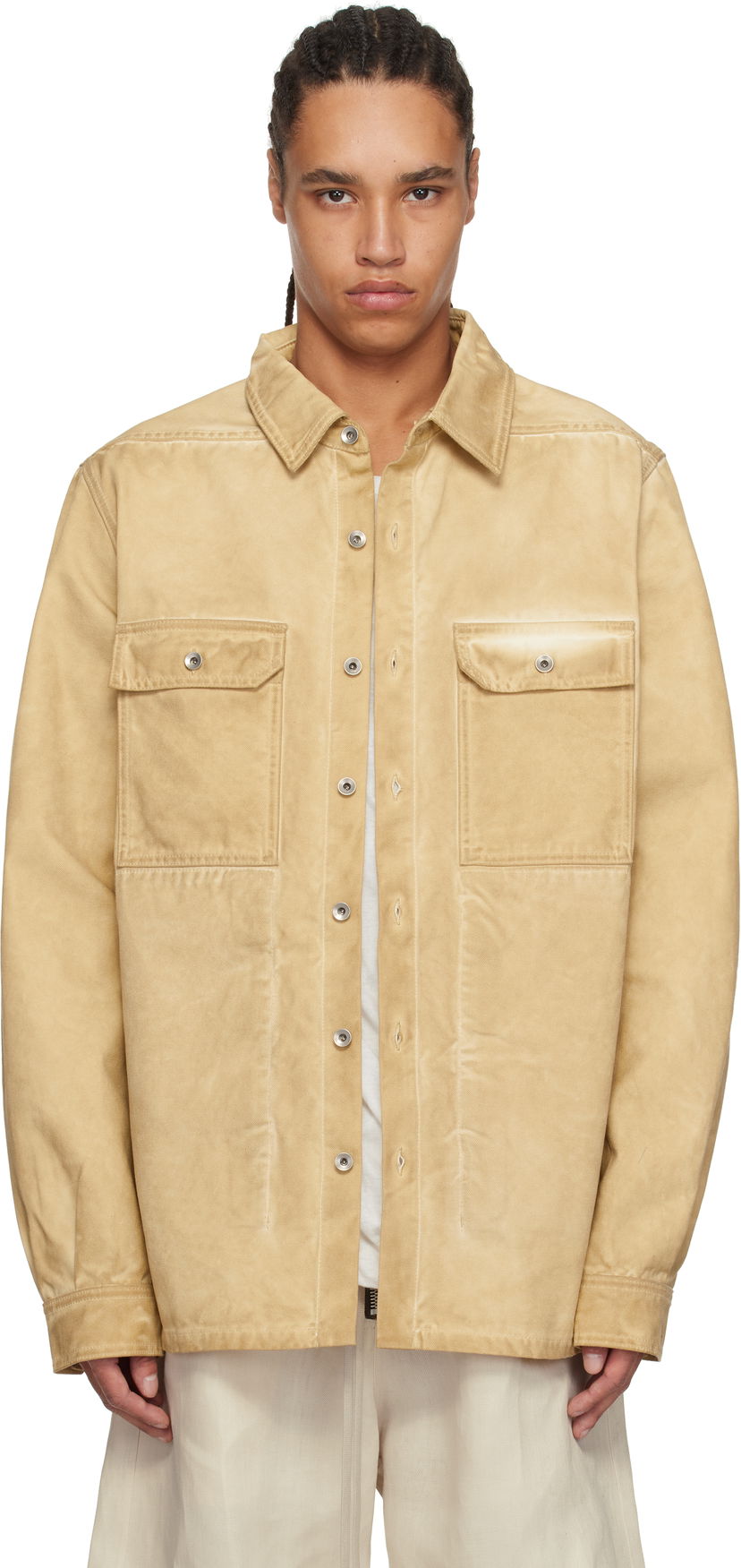 Srajce Rick Owens Rick Owens DRKSHDW Hollywood Organic Cotton Overshirt Bež | DU01E3755 CVS