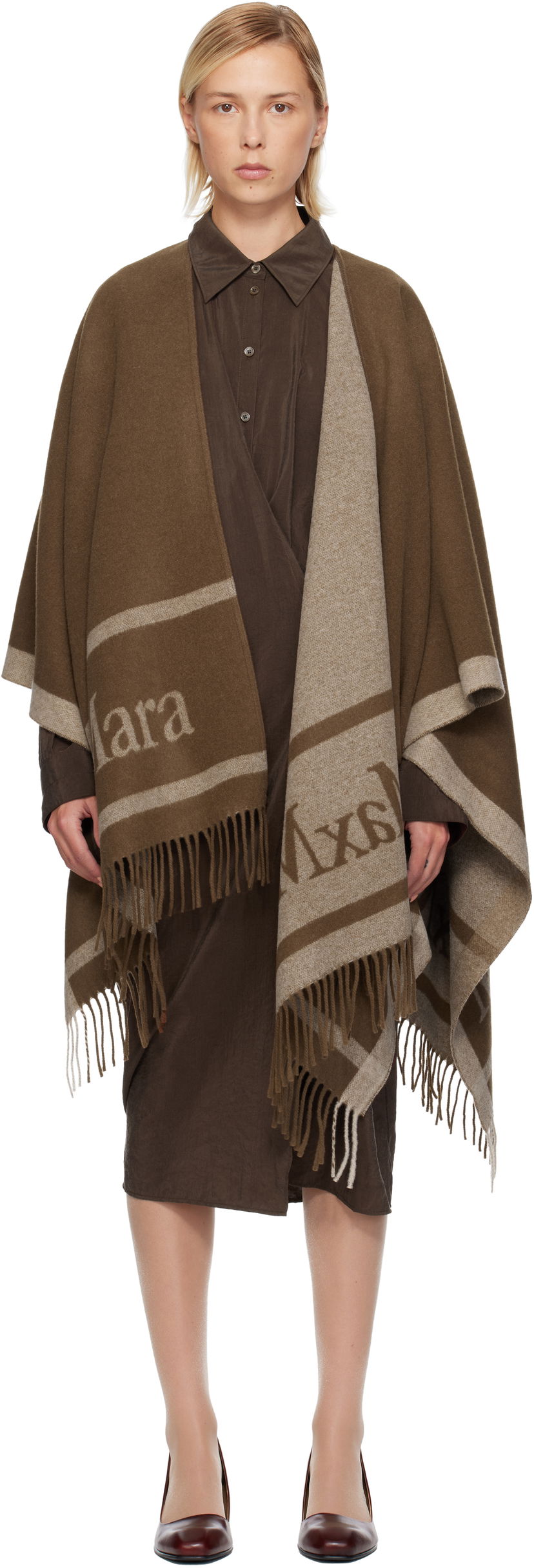 Šala Max Mara Hilde Poncho Scarf Rjava | 2524546071600