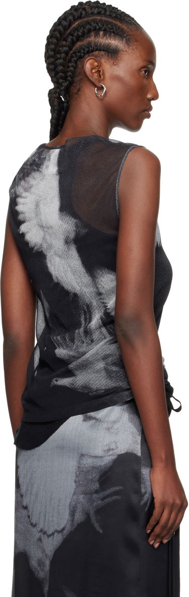 Majica brez rokavov Ann Demeulemeester Ann Demeulemeester Doves Printed Tulle Tank Top Črna | 2520-W-JTO05-FA657-D0097, 2