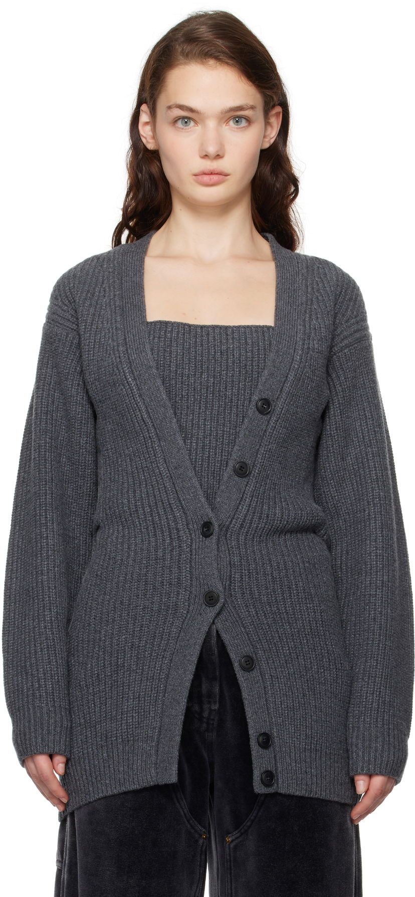Pleteni pulover Alexander Wang Cardigan Siva | 1KC4241004