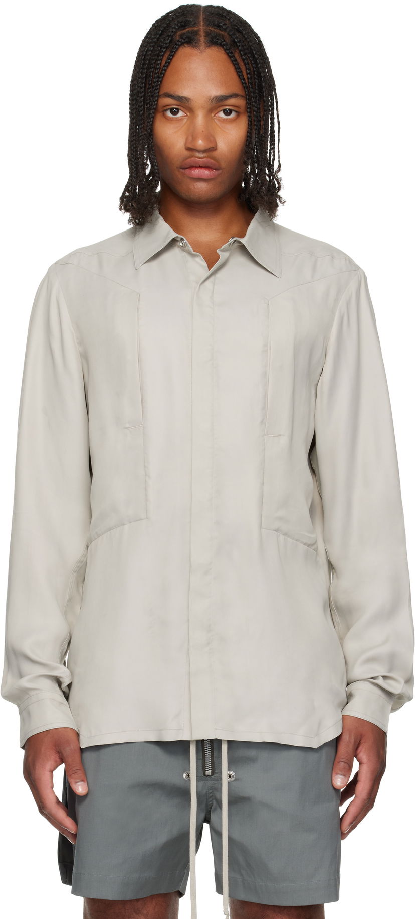 Srajce Rick Owens Rick Owens Concordians Fogpocket Shirt Bež | RU02E1237 HSCH