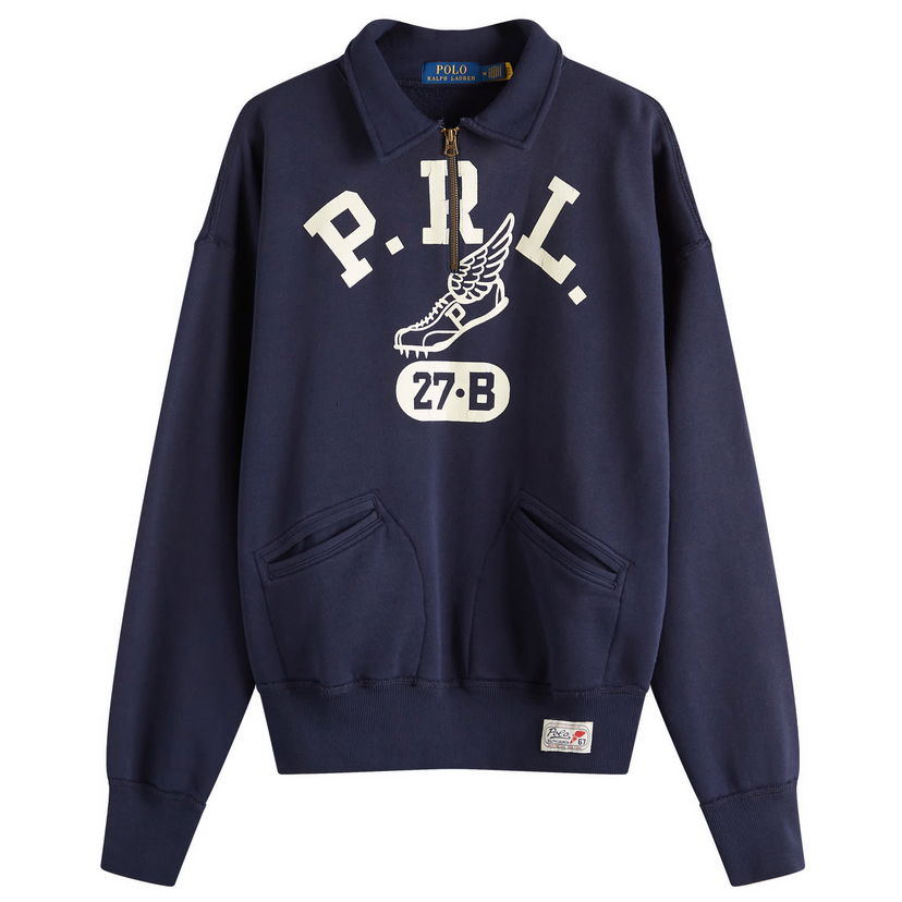 Pulover Polo by Ralph Lauren Ralph Lauren PRL Run Club Half Zip Sweatshirt, Size Large Mornarica | 710964985001