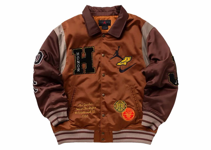 Jakna Jordan Jordan x Honor The Gift Westbrook Varsity Jacket Brown Rjava | DX6243-204