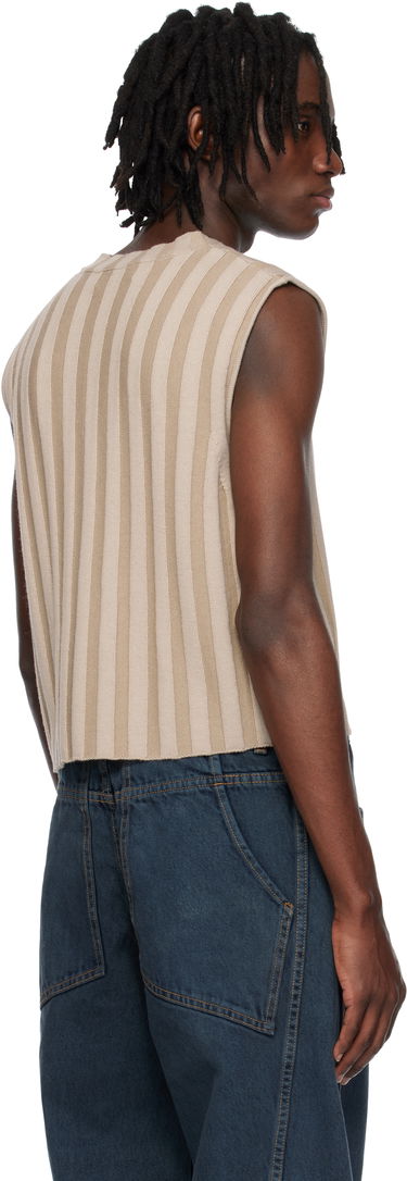 Pleteni pulover Eckhaus Latta Eckhaus Latta Knitted Cropped Vest Bež | 8025-EL-PS25-DU - DUNE, 2