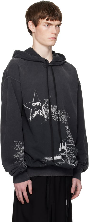 Pulover Ann Demeulemeester Ann Demeulemeester Olly Sketchbook High-Comfort Hoodie Črna | B0012870-FA639-098, 1
