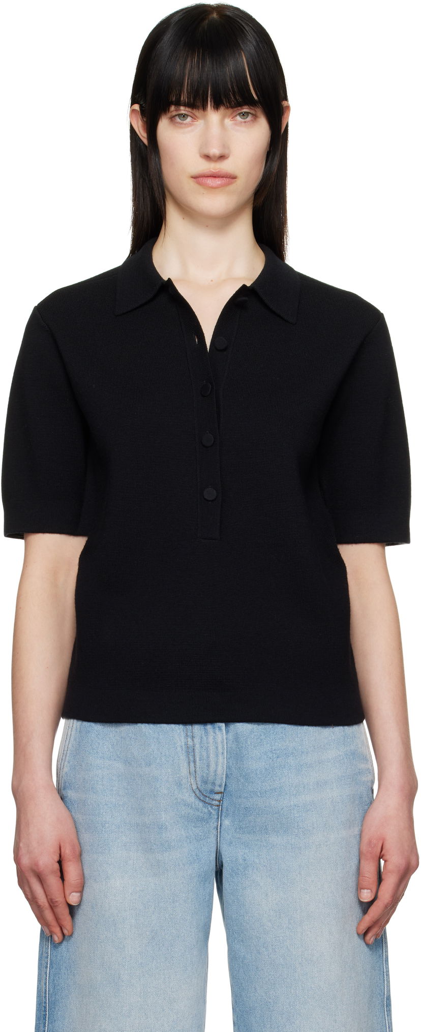 Polo majica Dries Van Noten Dries Van Noten Merino Polo Črna | 251-011203-1700
