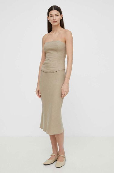 Majica brez rokavov Samsoe Samsoe Samsoe Samsoe SAELYNN Linen Bandeau Top Bež | F24100098, 1