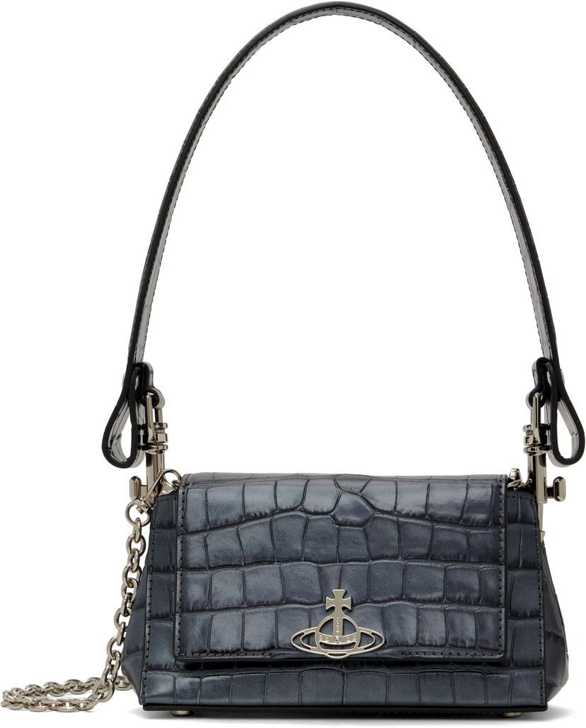 Torbica Vivienne Westwood Vivienne Westwood Hazel Small Crocodile-Embossed Bag Siva | 46030001W-L00A2-