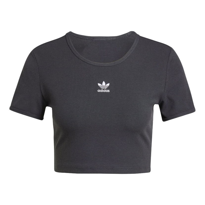 Krop-top adidas Originals Essentials Ribbed Crop T-Shirt Siva | IY9664