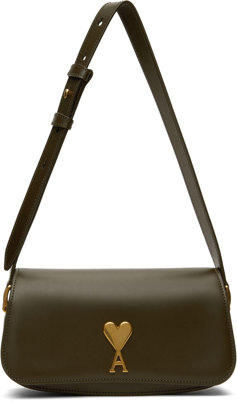 Torbica AMI AMI Paris Leather Shoulder Bag Zelena | ULL018.AL0104