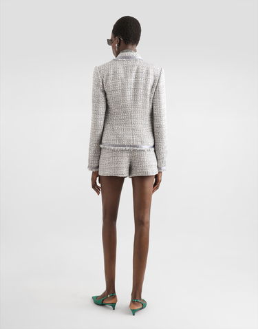 Jakna Dolce & Gabbana Short Single-breasted Bouclé Jacket Siva | F27DITFQOABS8100, 2