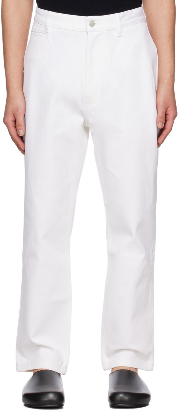 Hlače Studio Nicholson Studio Nicholson Bill Straight-Leg Jeans Bela | BILL SNM - 102 -
