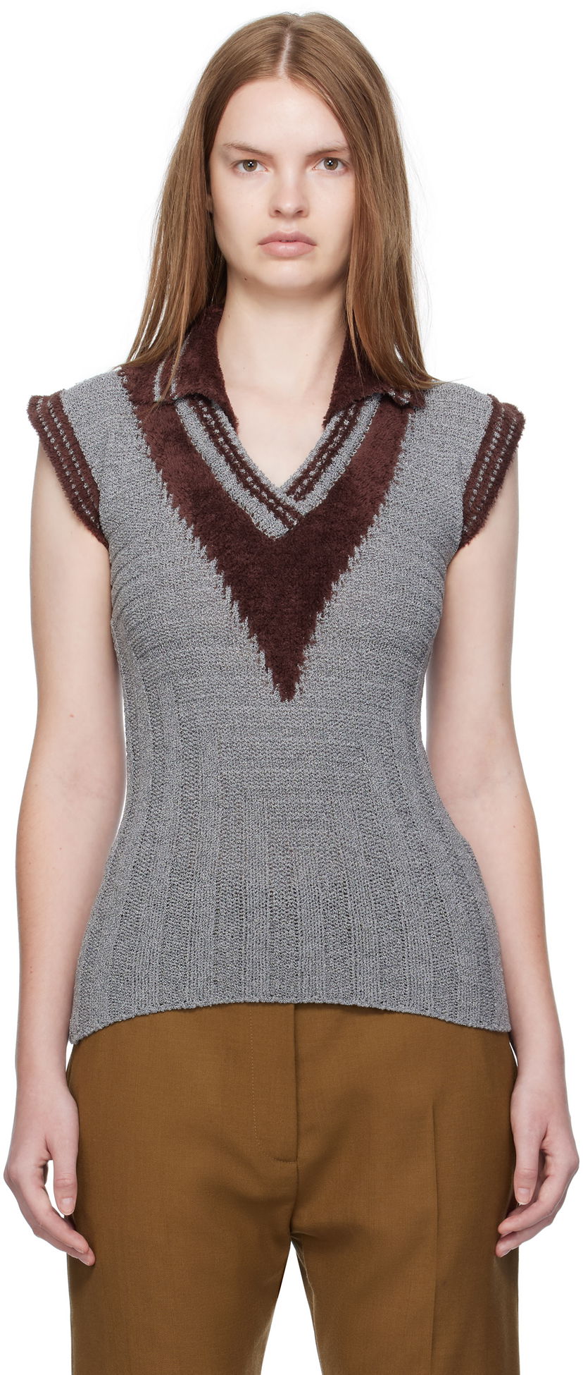 Polo majica KIKO KOSTADINOV Kiko Kostadinov Quimby Sleeveless Polo Top Siva | KKWAW25KN12-131