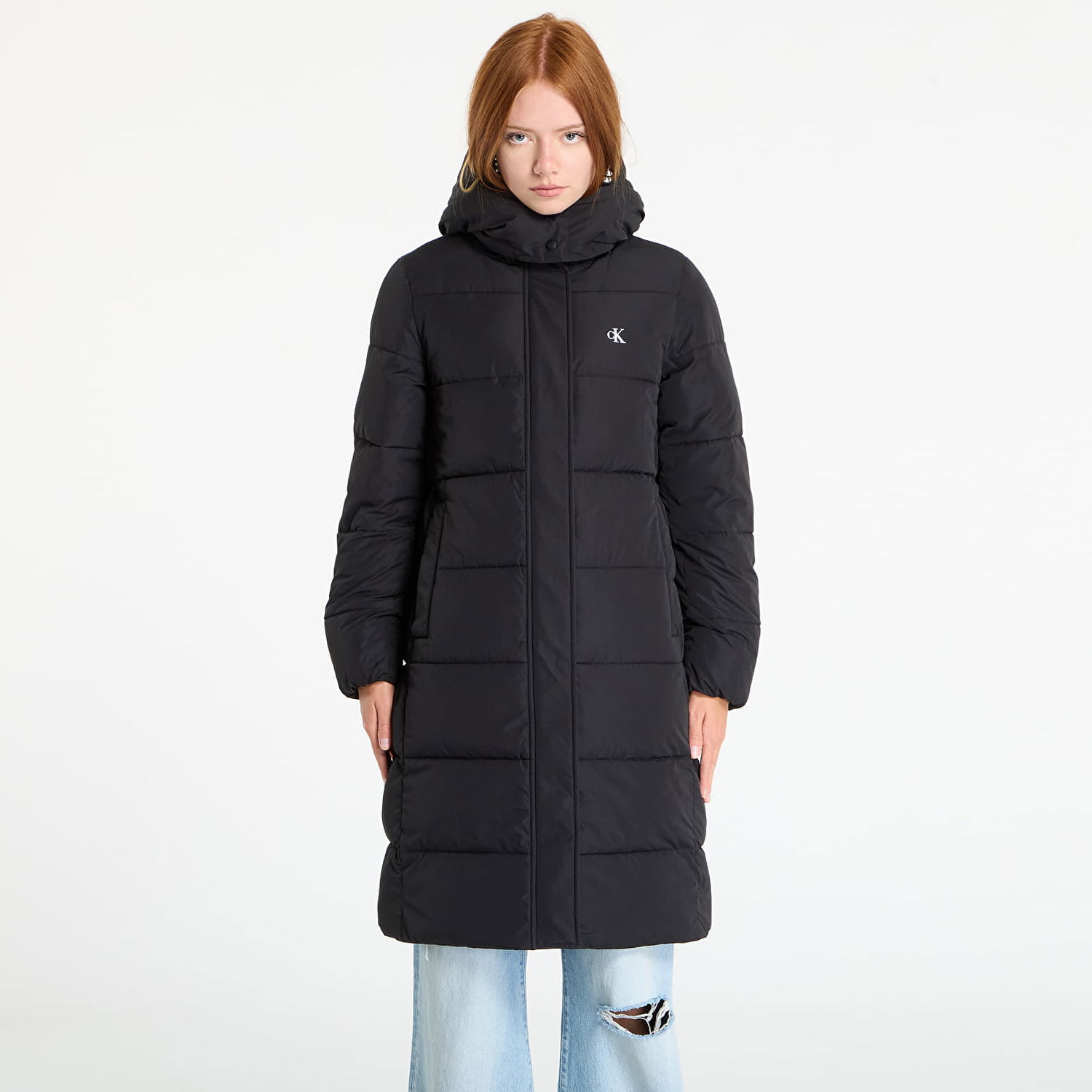 Puhovka CALVIN KLEIN Calvin Klein Jeans Monologo Long Puffer Jacket Črna | LV047D512G UB1, 0