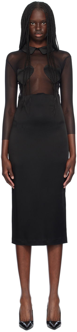 Obleke Blumarine Heart Detail Midi Dress Črna | A444A212A