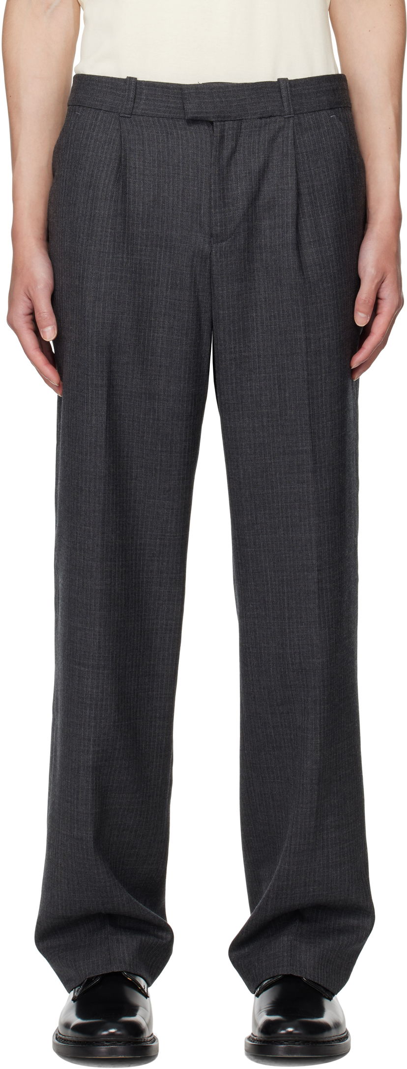 Hlače OUR LEGACY OUR LEGACY Pinstripe Slacks Siva | M4254SS
