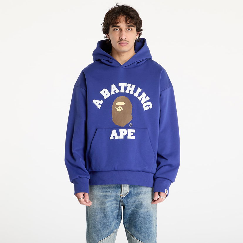 Pulover BAPE College Puffy Relaxed Fit Pullover Hoodie Modra | 001PPK801012M BLU