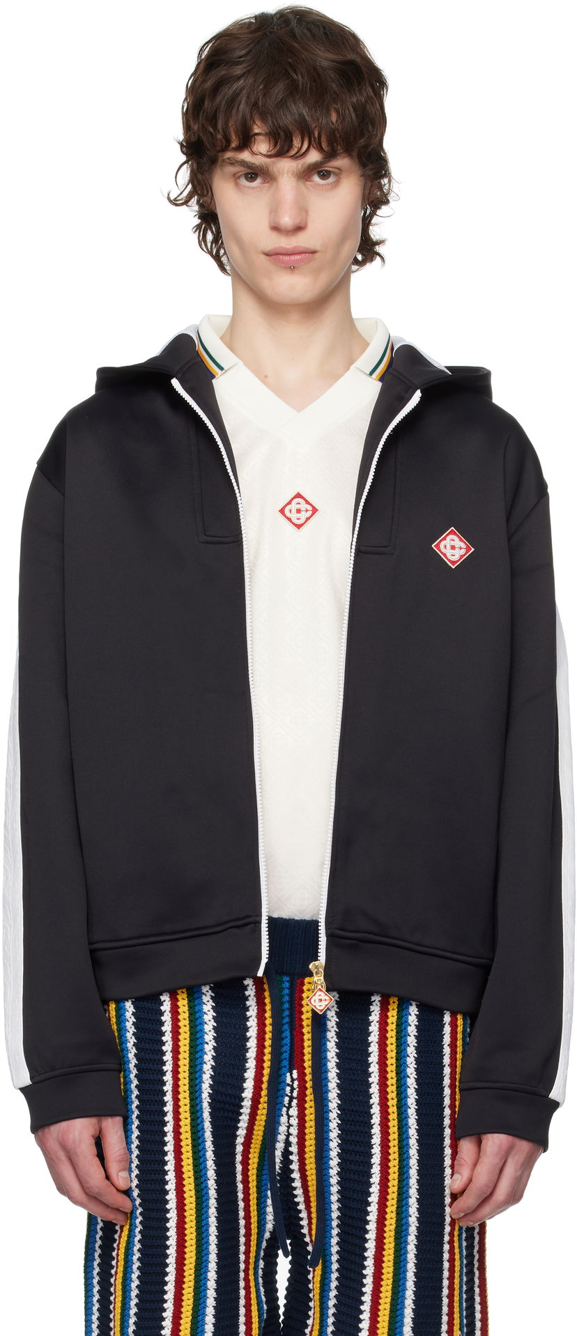 Pulover Casablanca Casablanca Scuba Zip-Up Hoodie Črna | MPS25-JTP-307-01