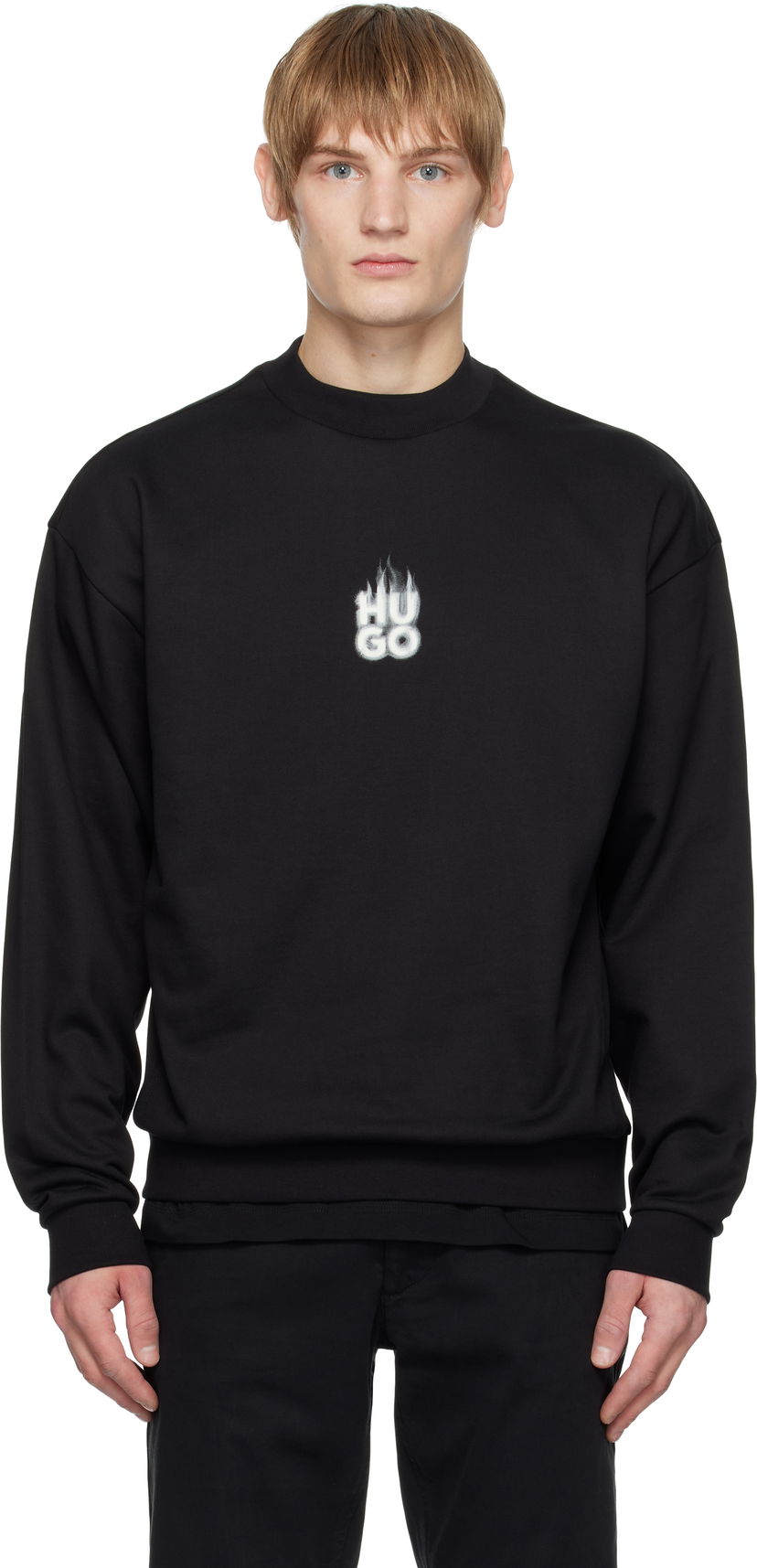 Pulover BOSS Flame Logo Sweatshirt Črna | 50530427
