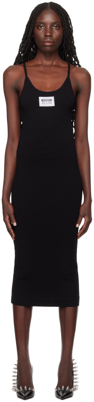 Obleke Moschino Moschino Jeans Patch Midi Dress Črna | 0417 3259