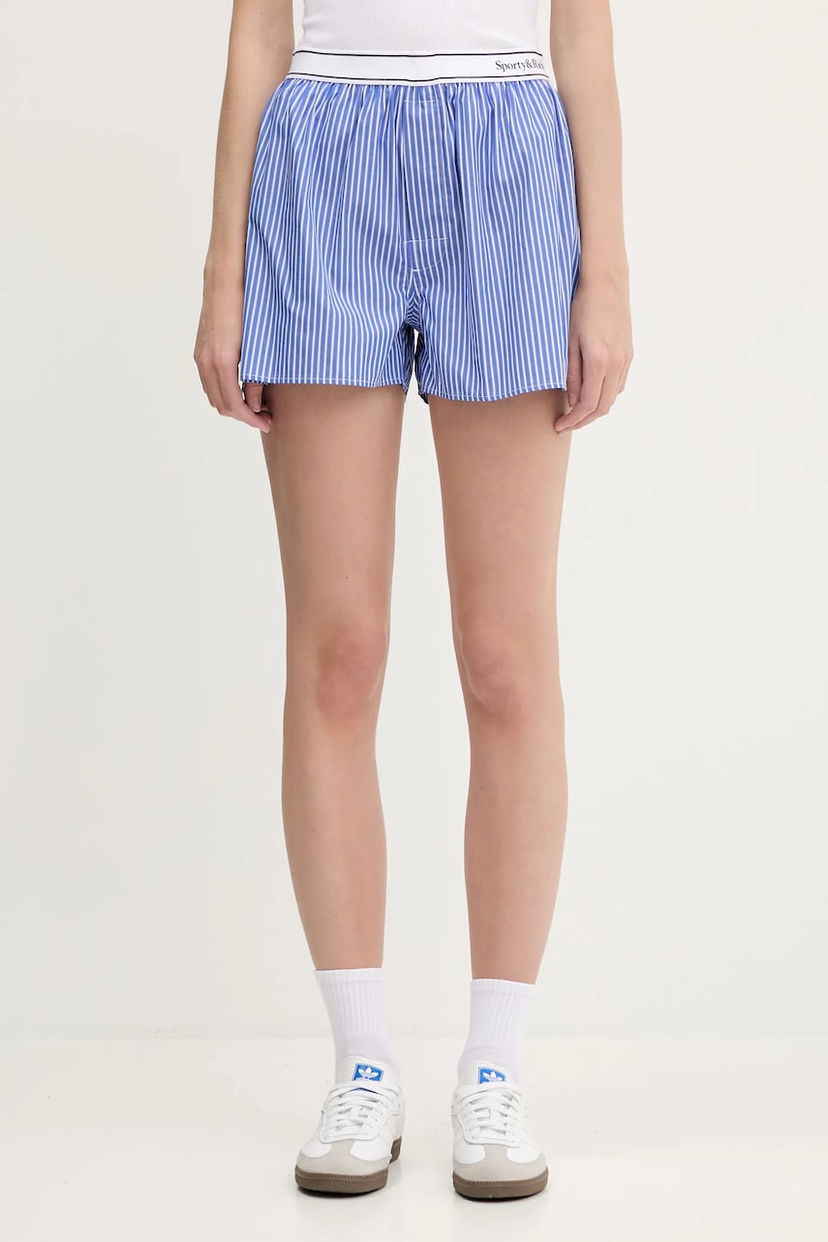 Kratke hlače Sporty & Rich Sporty & Rich Serif Logo High Waist Shorts Modra | SH015612300ST02