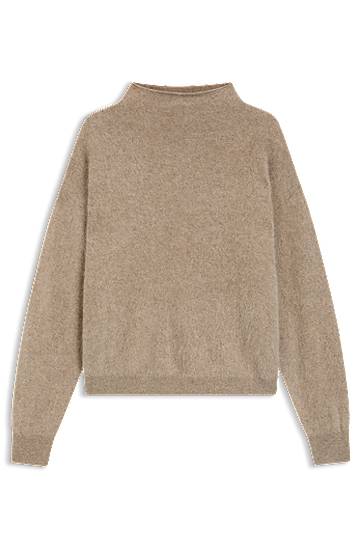 Pleteni pulover BOSS High-neck Washed Cashmere Sweater Bež | 50550806