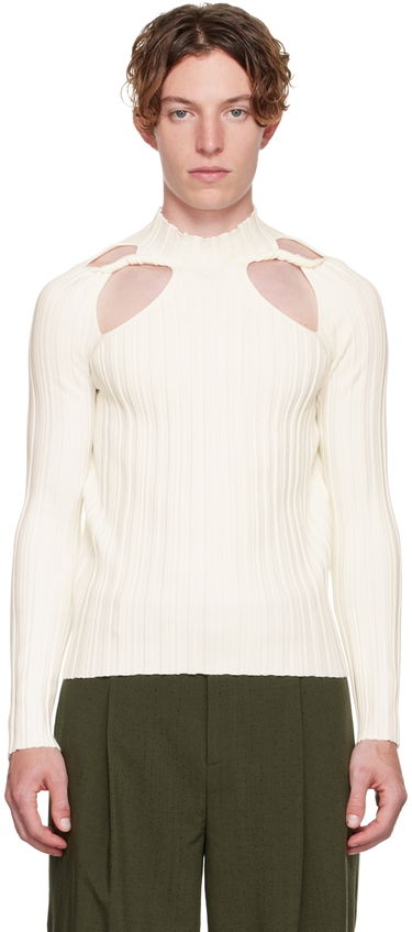 Pleteni pulover Dion Lee Dion Lee Collarbone Cutout Ribbed Sweater Bela | C7005F21, 0