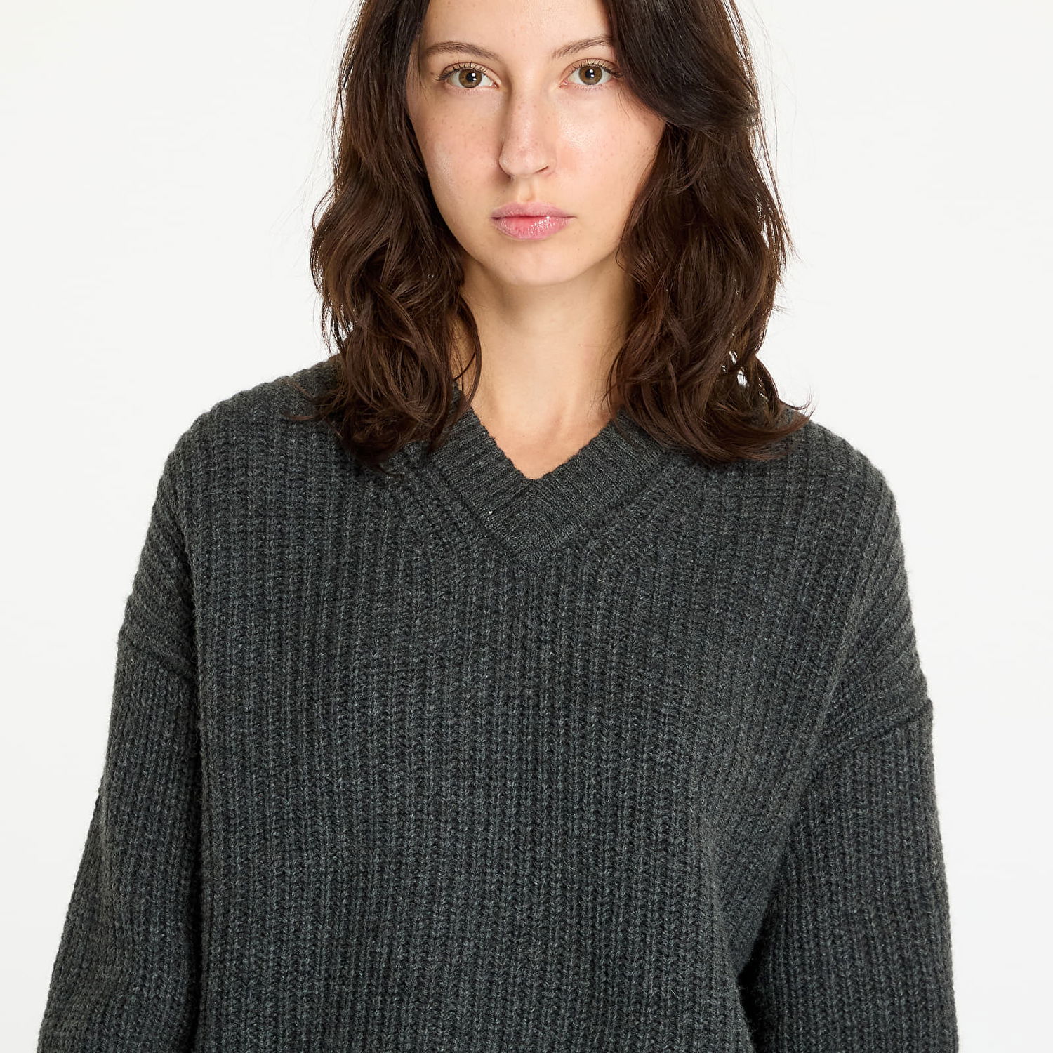 Pleteni pulover CALVIN KLEIN Chunky V-Neck Sweater Gray Siva | J20J224635 P4O, 1