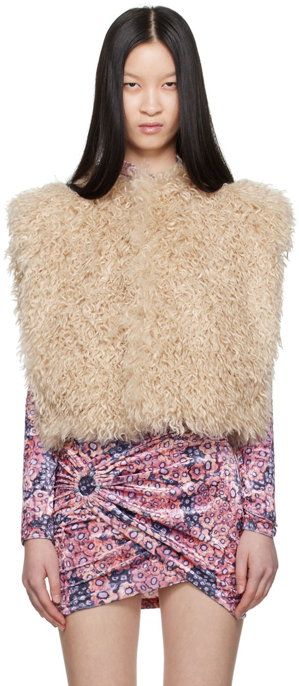 Telovnik ISABEL MARANT Faux-Fur Vest Bela | GI0030FA-B3D02I