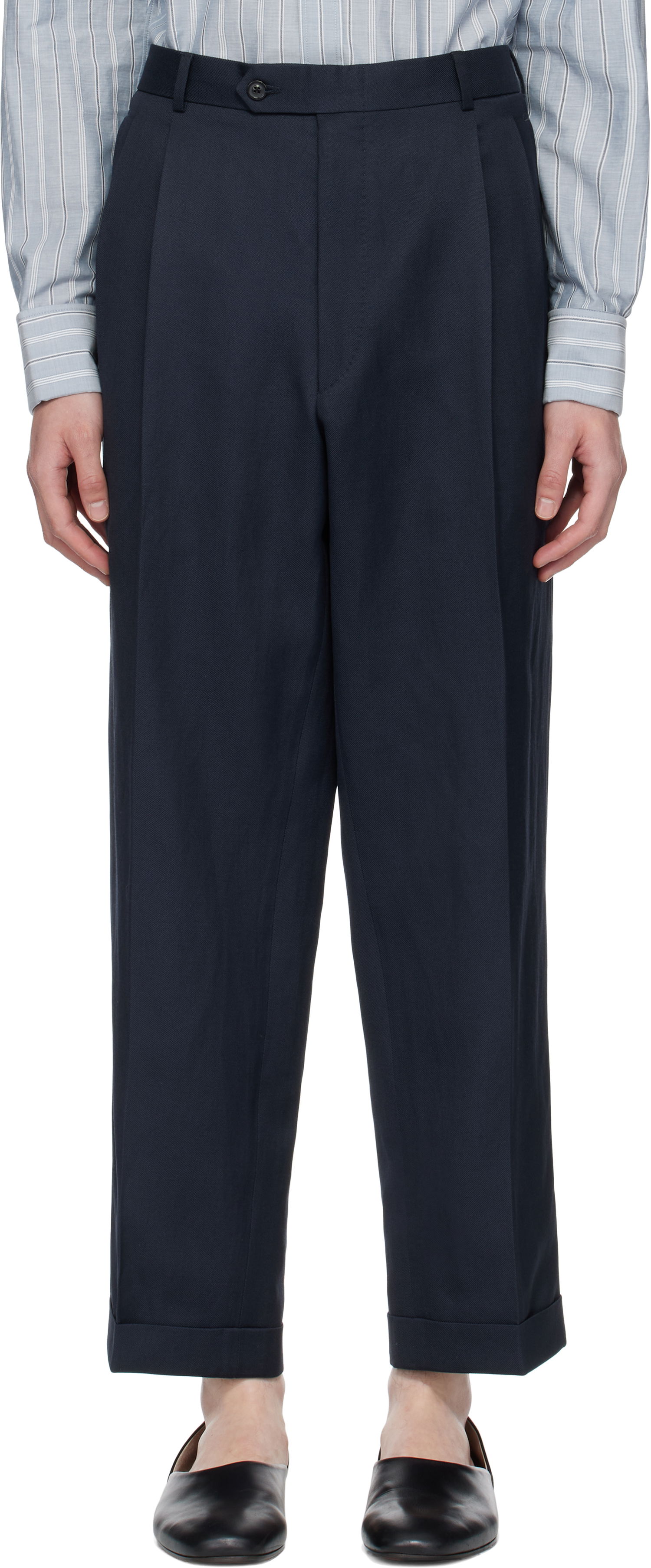 Hlače Maison Margiela Maison Margiela Turn-up Trousers Mornarica | S50KA0669 M35287, 0