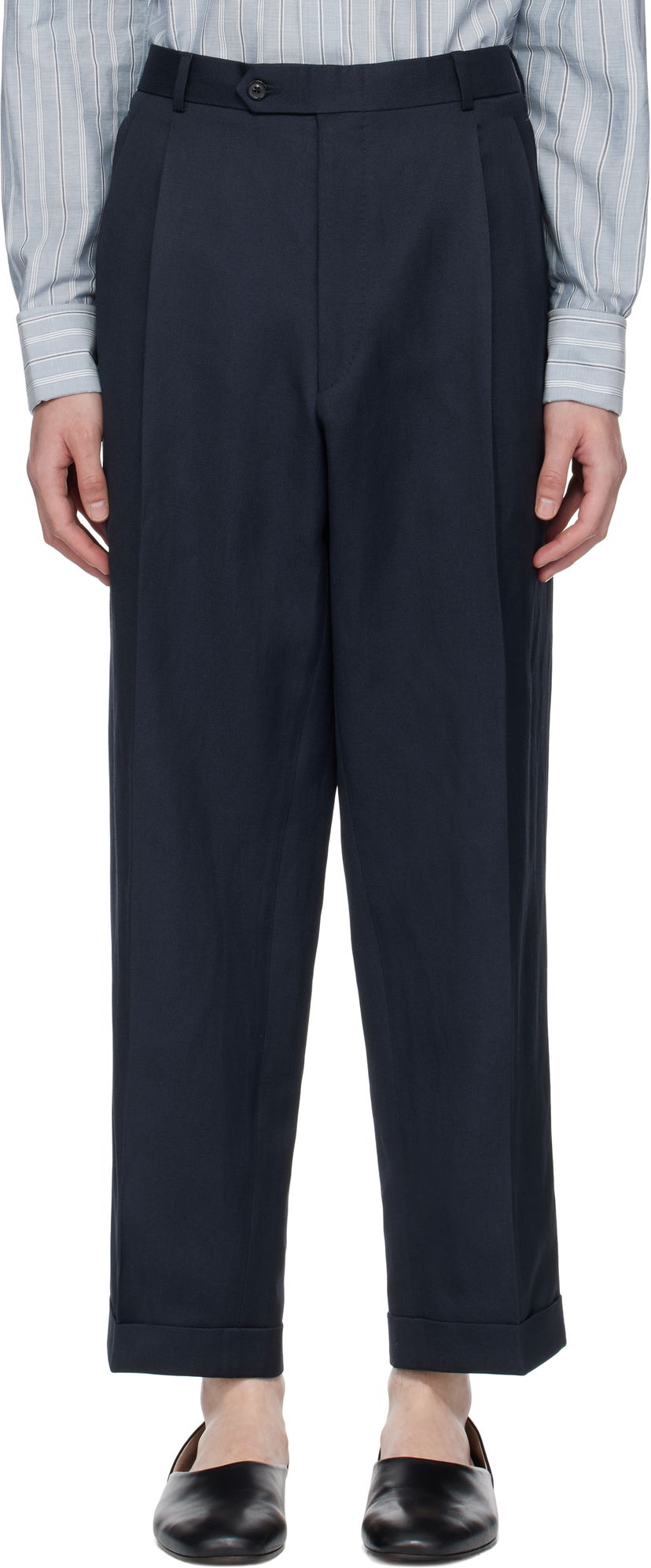 Hlače Maison Margiela Maison Margiela Turn-up Trousers Mornarica | S50KA0669 M35287