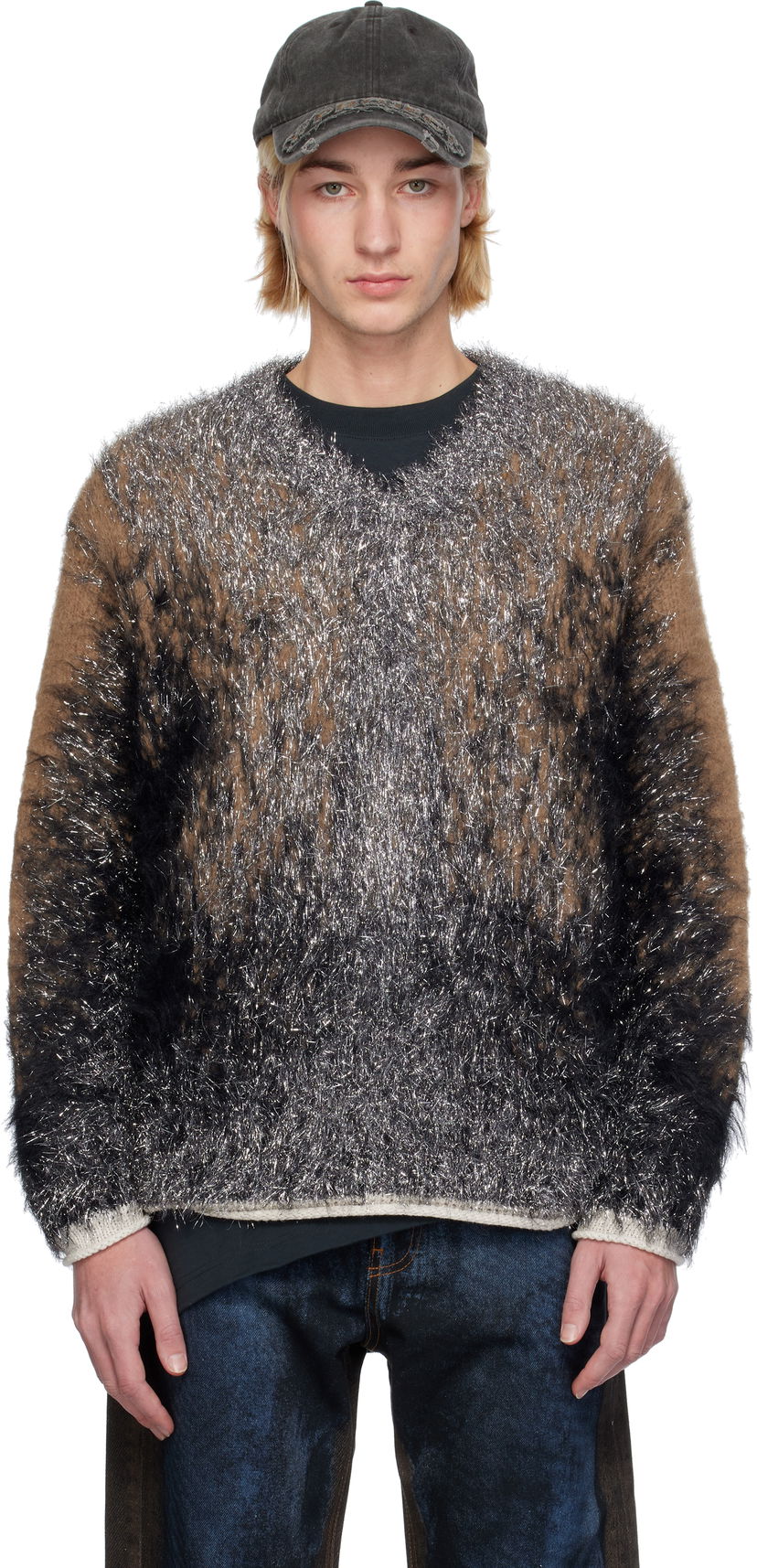 Pleteni pulover Y/PROJECT Hairy Gradient Sweater Rjava | 206SW012