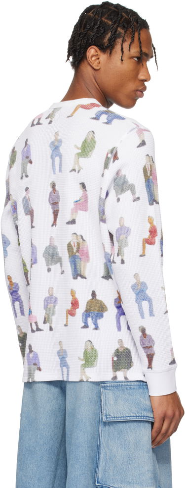 Pleteni pulover JW Anderson JW Anderson Printed Waffle Henley Bela | JO0260-PG1737, 2