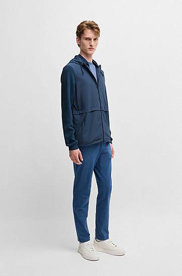 Jakna BOSS Knitted Panel Softshell Jacket Modra | 50531168, 1