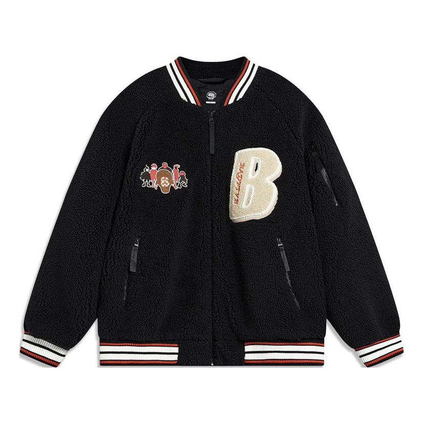Bomber jakna Li-Ning BadFive Fleece Graphic Baseball Jacket Črna | AFMT017-2