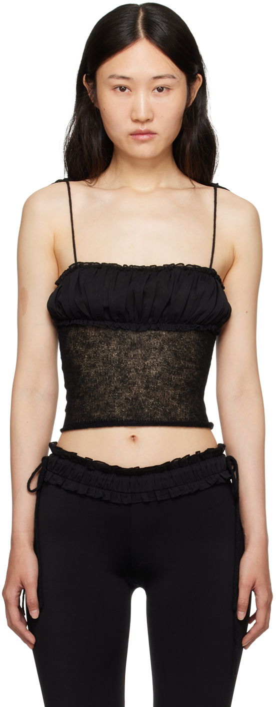 Majica brez rokavov GUIZIO Guizio Ruched Tank Top Črna | H23624S025
